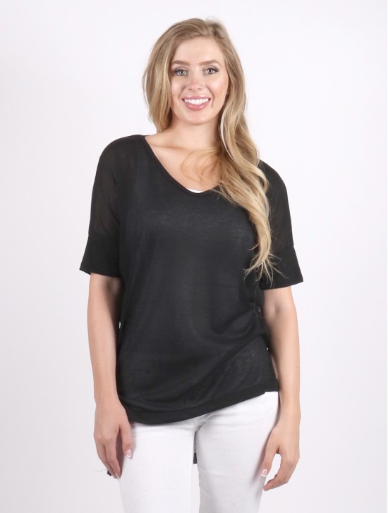 Breathable V Neck High-Low Short Sleeved Loose Top